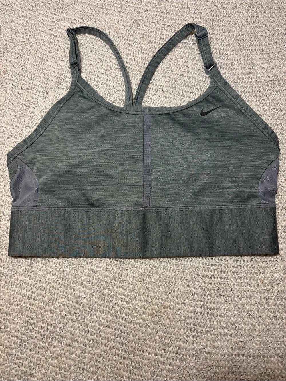 Nike Dri-Fit Indy Olive/Gray Racerback Light Support padded Sports Bra, lg - Picture 1 of 8